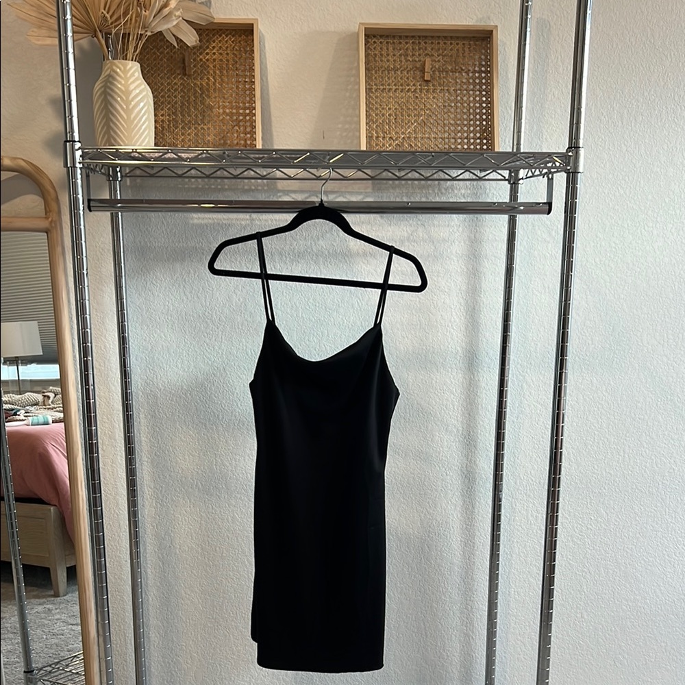 Black Sleeveless Spaghetti Strap Mini Dress